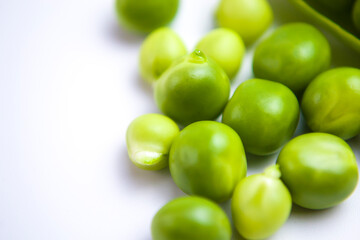 Young green peas closeup view background