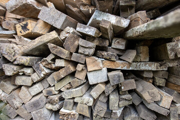 the pile of wood, which is old