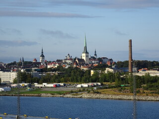 Old Town Tallinn skyline with ocean