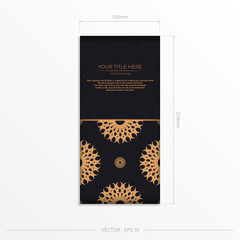 Dark postcard design with abstract vintage mandala ornament. Can be used as background and wallpaper. Elegant and classic vector elements ready for print and typography.