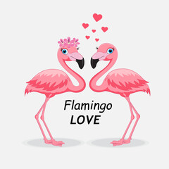 Vector illustration pink flamingo couple