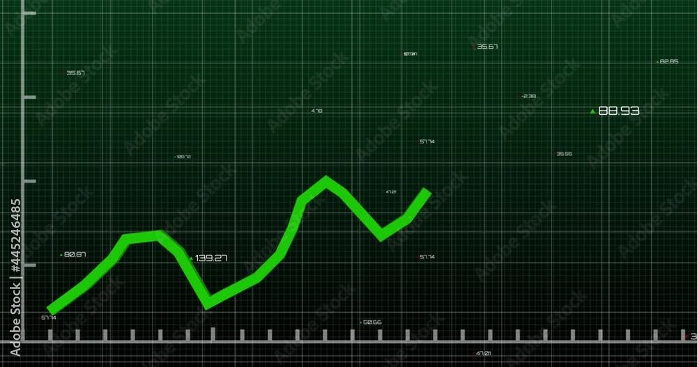 Aufkleber animation of green line processing with numbers over grid