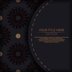 Dark postcard design with vintage Indian mandala ornament. Can be used as background and wallpaper.