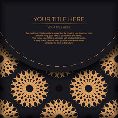 Dark postcard design with vintage Indian mandala ornament. Can be used as background and wallpaper.