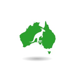Australian kangaroo icon with shadow