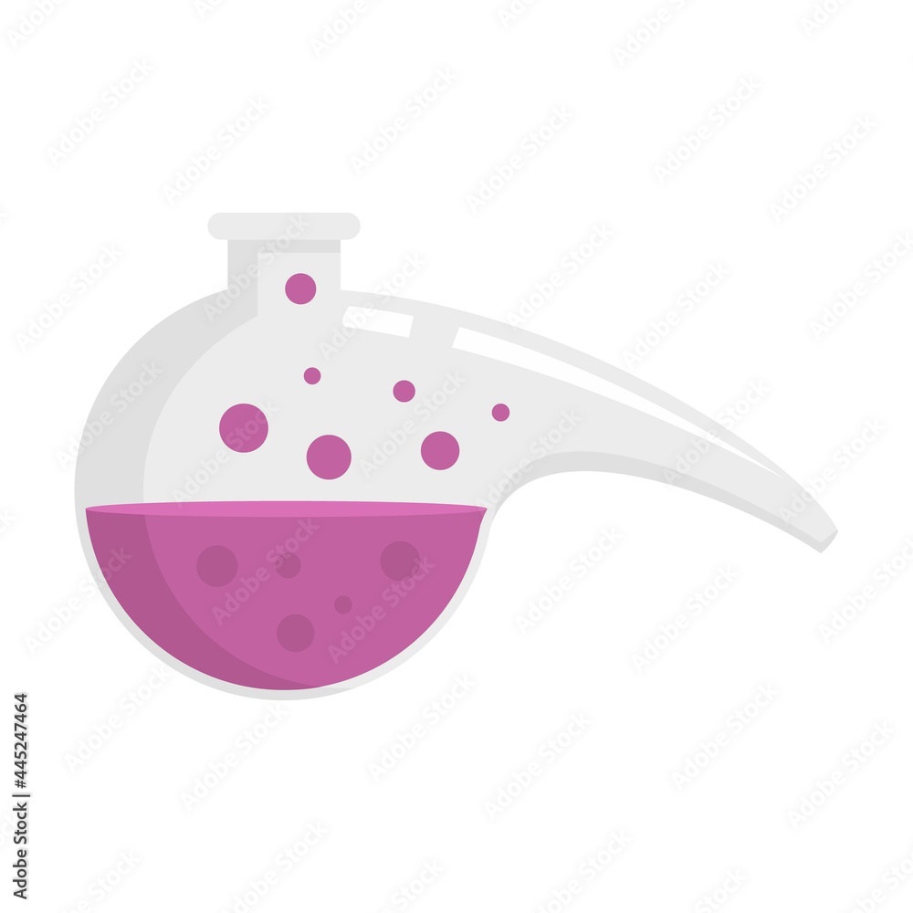 Poster boiling lab flask icon flat isolated vector