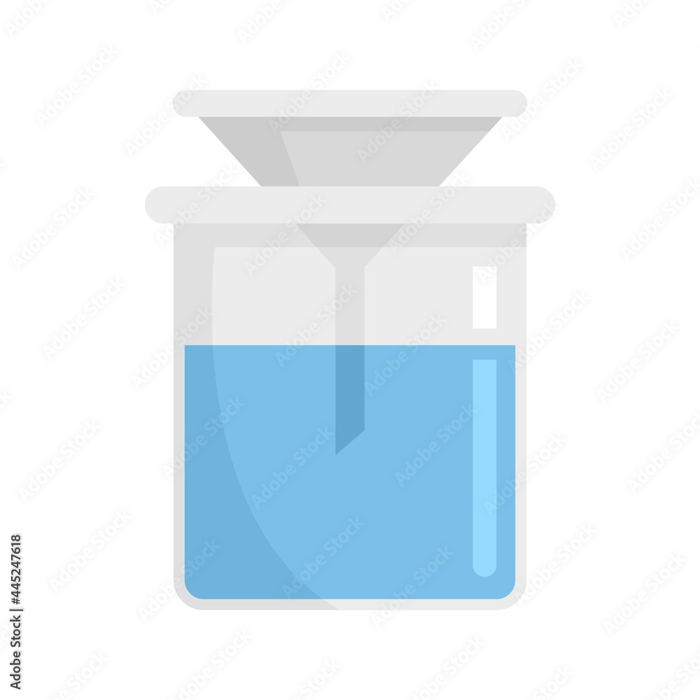 Aufkleber funnel in flask icon flat isolated vector