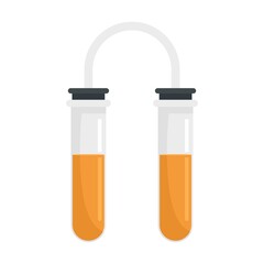 Double test tube lab icon flat isolated vector