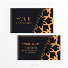 Business cards template. Decorative floral business cards, oriental pattern, illustration.