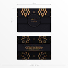 Naklejka na ściany i meble Dark invitation card design with vintage Indian ornament. Elegant and classic vector elements ready for print and typography.