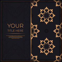 Dark postcard design with abstract vintage ornament. Elegant and classic vector elements are great for decoration.