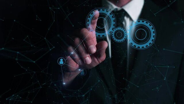the concept of future planning and interaction technologies for business investments based on data analysis by artificial intelligence. esg control