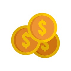 Coins stack icon flat isolated vector