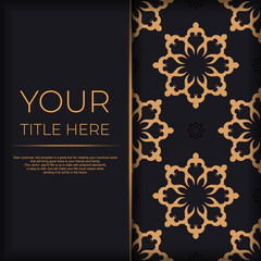 Dark postcard design with vintage Indian ornaments. Elegant and classic vector elements ready for print and typography.