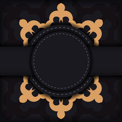 Dark postcard design with abstract vintage mandala ornament. Elegant and classic vector elements ready for print and typography.