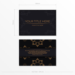 Fototapeta na wymiar Dark postcard design with vintage Indian mandala ornament. Elegant and classic vector elements ready for print and typography.