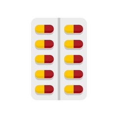 Pills pack icon flat isolated vector