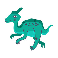 Funny Turquois Dinosaur as Cute Prehistoric Creature and Comic Jurassic Predator Vector Illustration