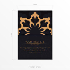 Dark postcard design with abstract vintage mandala ornament.