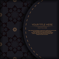 Dark postcard design with abstract vintage mandala ornament.