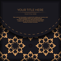 Dark postcard design with abstract vintage mandala ornament.