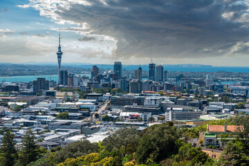 View on Auckland Central Business District from Mount Eden Volcanic Park