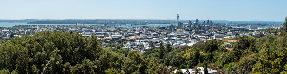 View on Auckland Central Business District from Mount Eden Volcanic Park