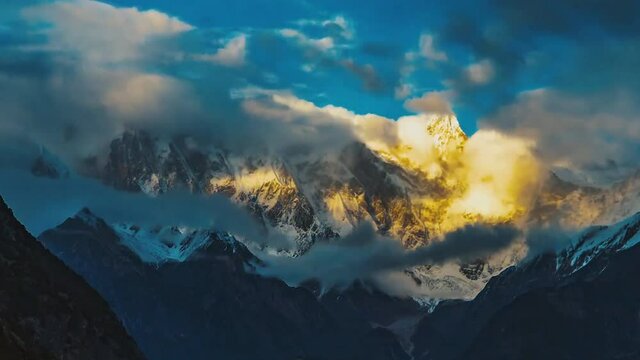 Mt. Ama Dablam in the Everest Region of the Himalayas, Nepal. (time Lapse)