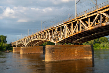 The rail bridge over the Vistula River in Warsaw