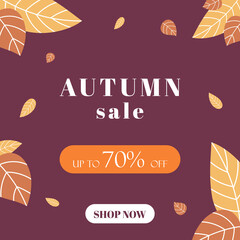 Autumn Sale Banner for Social Media Dark Background Autumn Theme Autumn Leaves