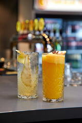 summer cocktails in the bar