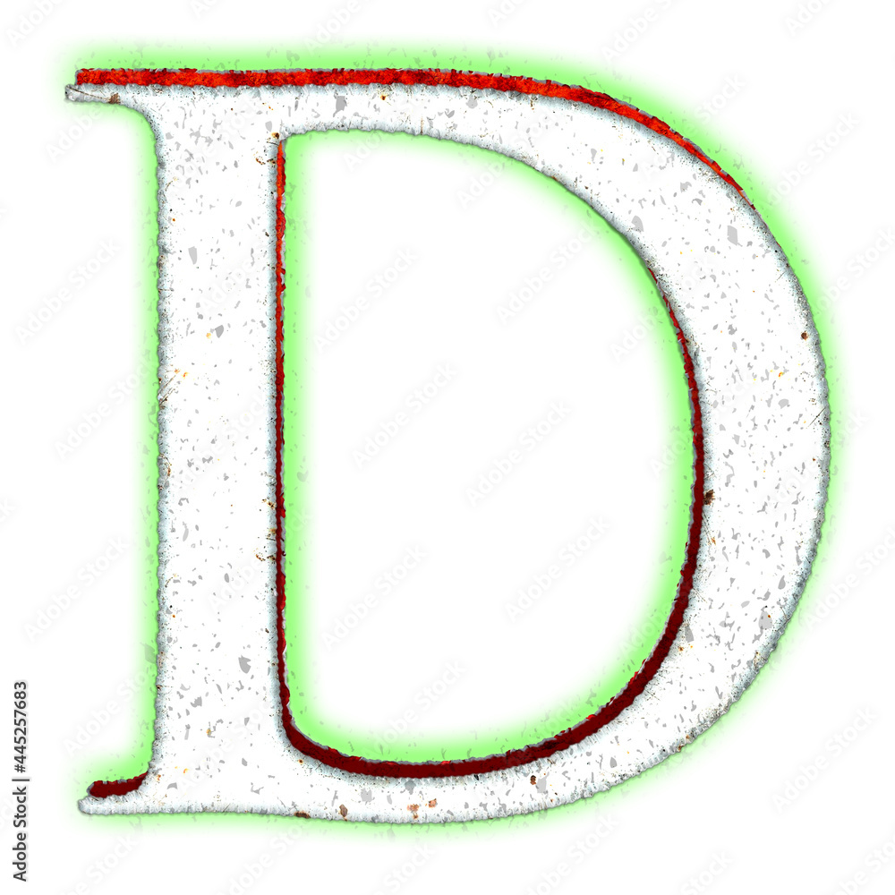 Poster 3d rendering of an abstract white alphabet letter d isolated on a white background