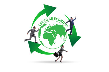 Concept of circular economy with business people