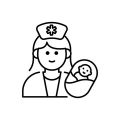 Newborn Vector outline icon style illustration. EPS 10 file