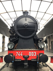Old locomotive at Cagliari train station, Sardinia, Italy