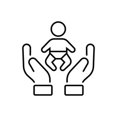 Baby Care Vector outline icon style illustration. EPS 10 file