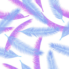 Summer palm leaves vector seamless ornament. Vintage background. Tropical jungle palm leaves wallpaper seamless pattern.