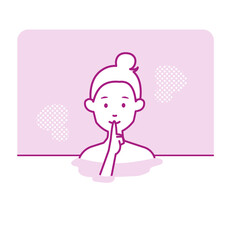 静かに黙浴をして温泉に入浴する若い女性