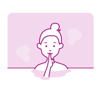 recommend clip art: 静かに黙浴をして温泉に入浴する若い女性