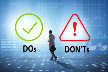 Concept of choosing between dos and donts