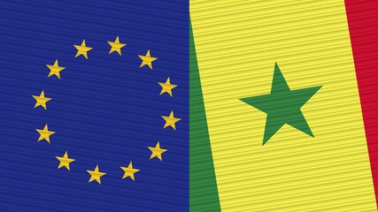 Senegal and European Union Two Half Flags Together Fabric Texture Illustration