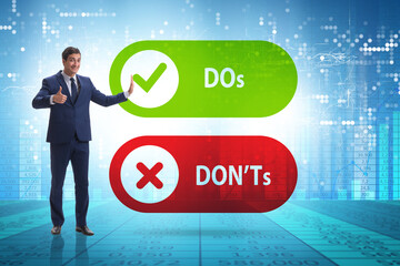 Concept of choosing between dos and donts