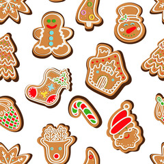 seamless pattern of Christmas gingerbread cookies 
