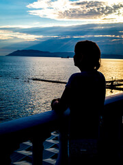 person watching sunset