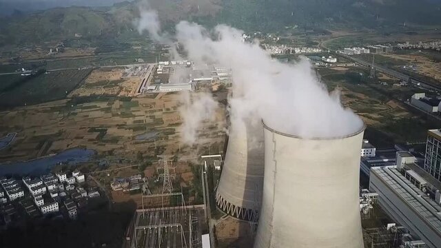 aerial view of thermal power plant ,dezhou city , shandong province, China
