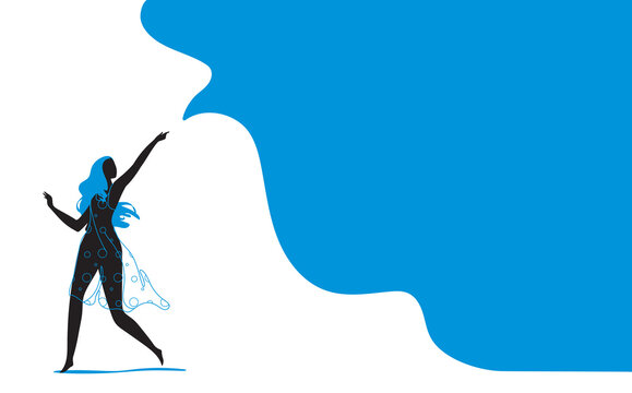 Giovane donna che colora l'ambiente intorno