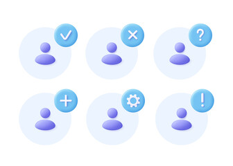 Network group icon set. Social community, business team, people communication icon. 3d vector illustration.