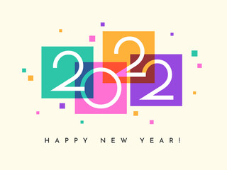 Happy New Year 2022 banner, calendar, greeting card.
