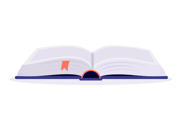 Open book vector illustration - Textbook lying in perspective. Flat design and white background.