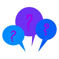 Vector illustration of a question mark in violet-pink colors. Signs in the cloud. 